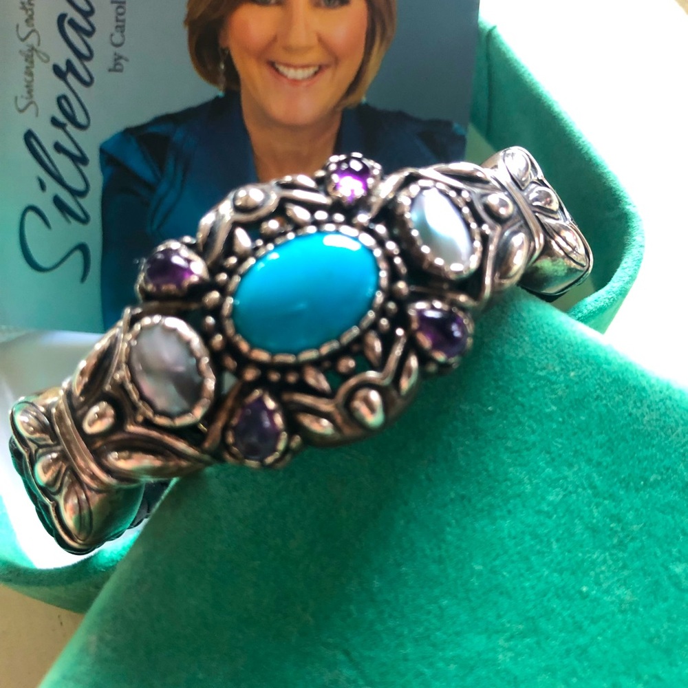 .925 sterling silver Carolyn Pollack multi stone bracelet.
